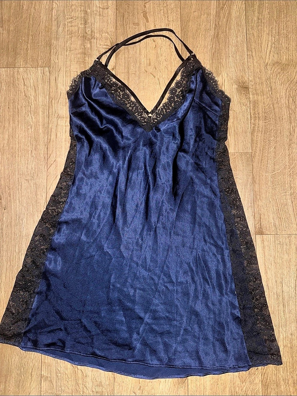 Victoria's Secret Blue Lace Trim Chemise Size Medium Like New